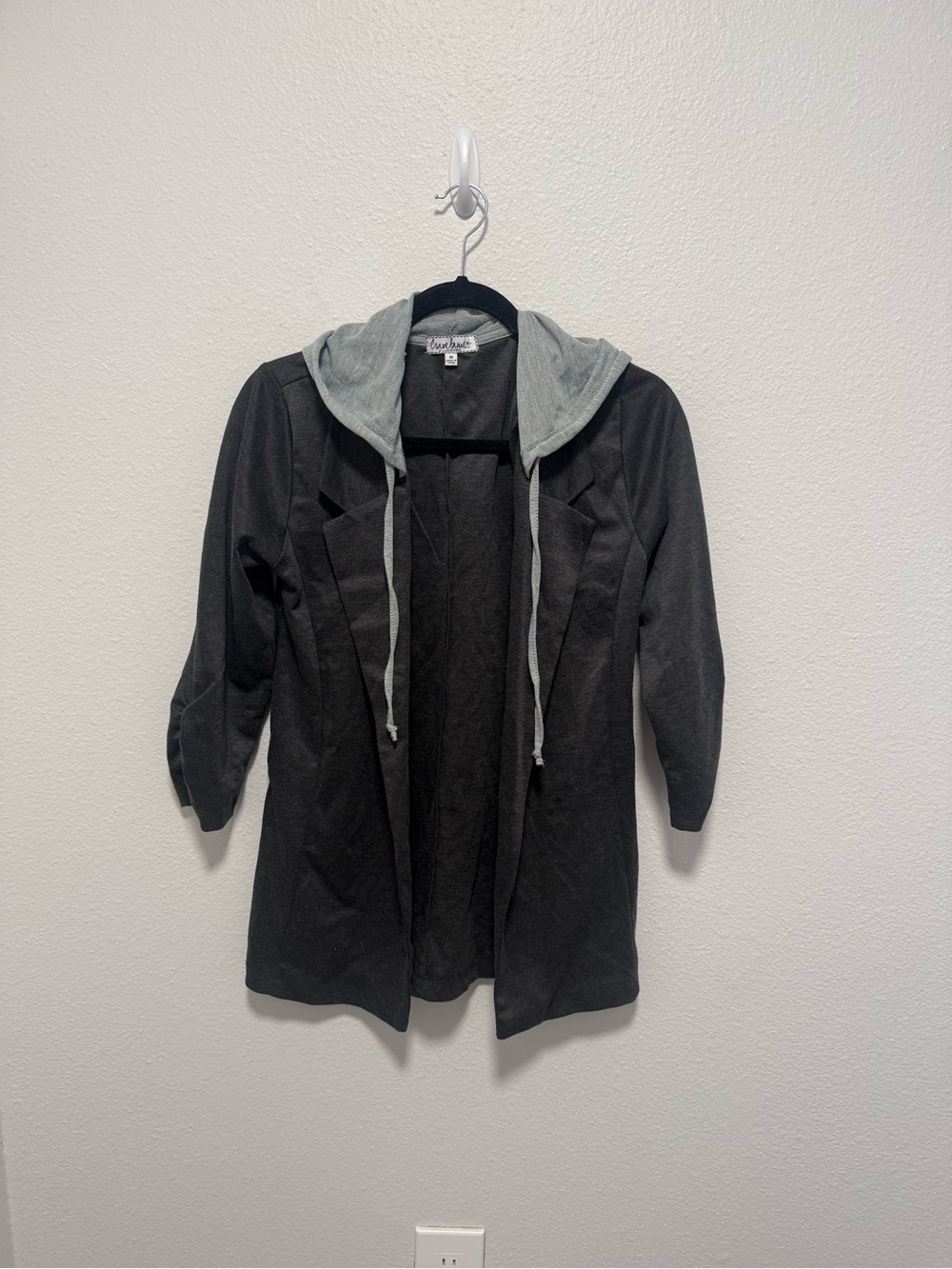 Crave Fame Heather Gray Hooded Open Blazer Size Medium